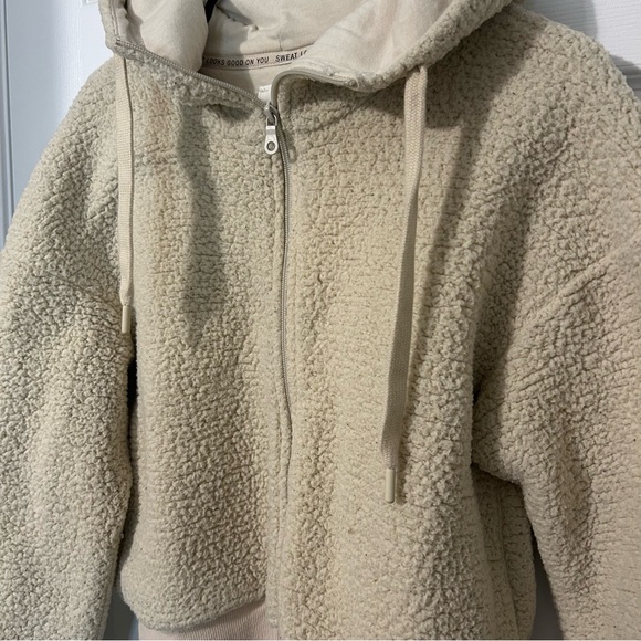 OFFLINE Aerie Cropped Sherpa‎ Zip Up Hooded Jacket, L - Picture 2 of 8